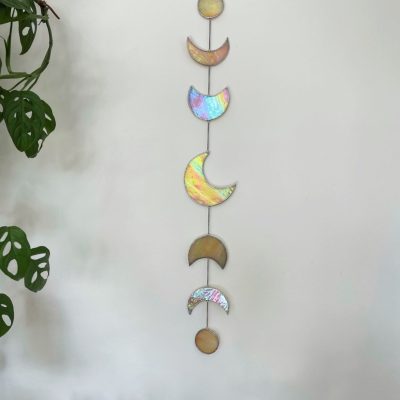 Glas in lood 'Moon phase' iriserend opaalglas