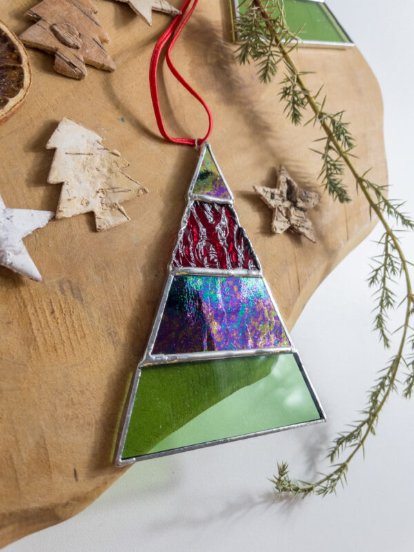 Kerstboom hanger glas in lood