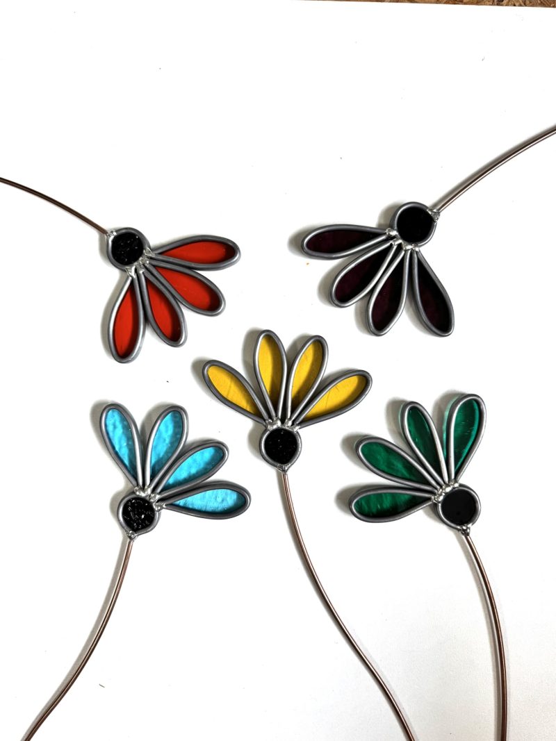 happy flower glas in lood