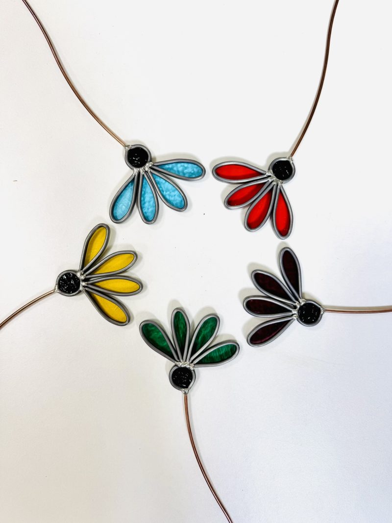 happy flower glas in lood