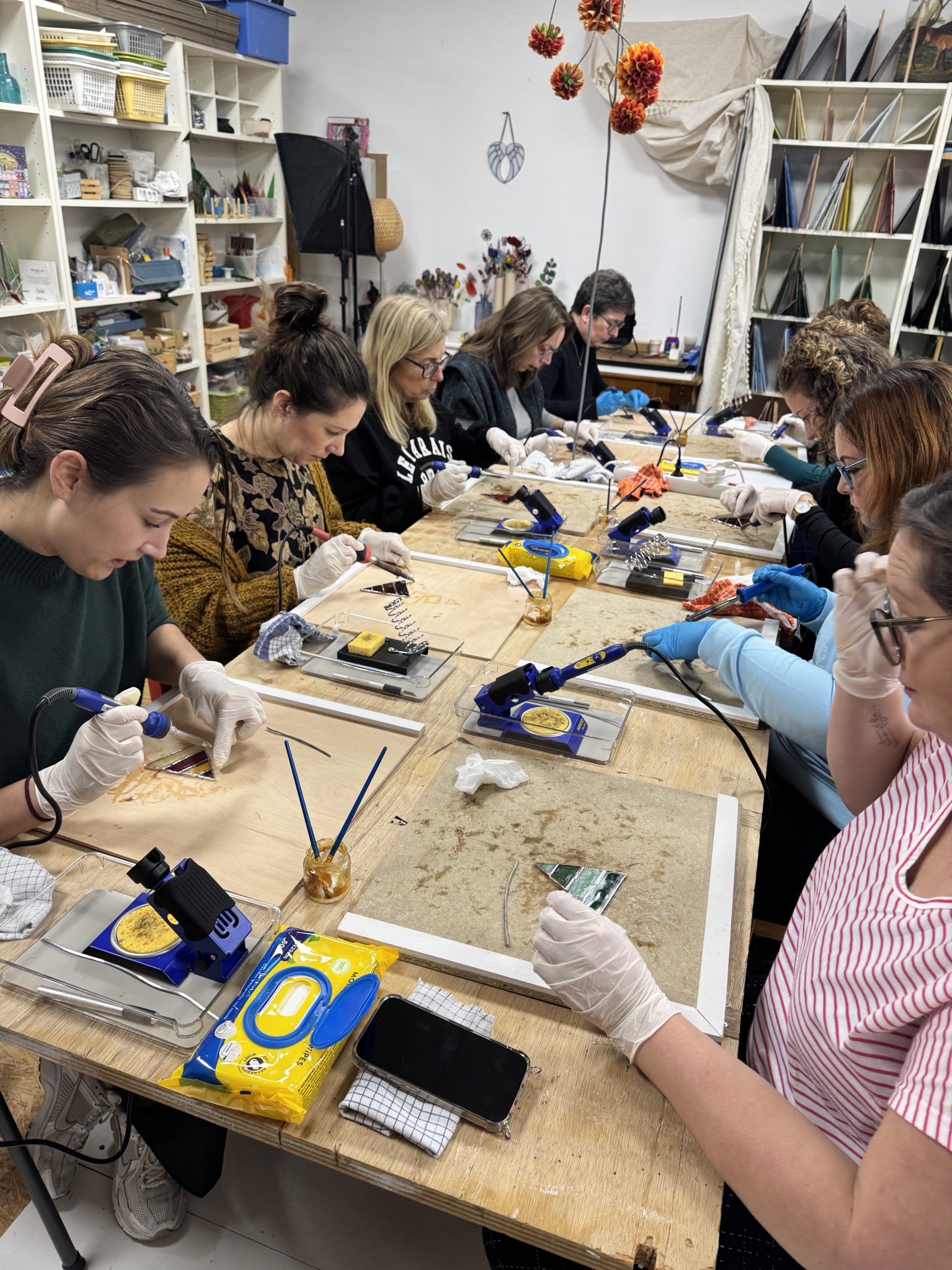 Workshop glas in lood bloemen
