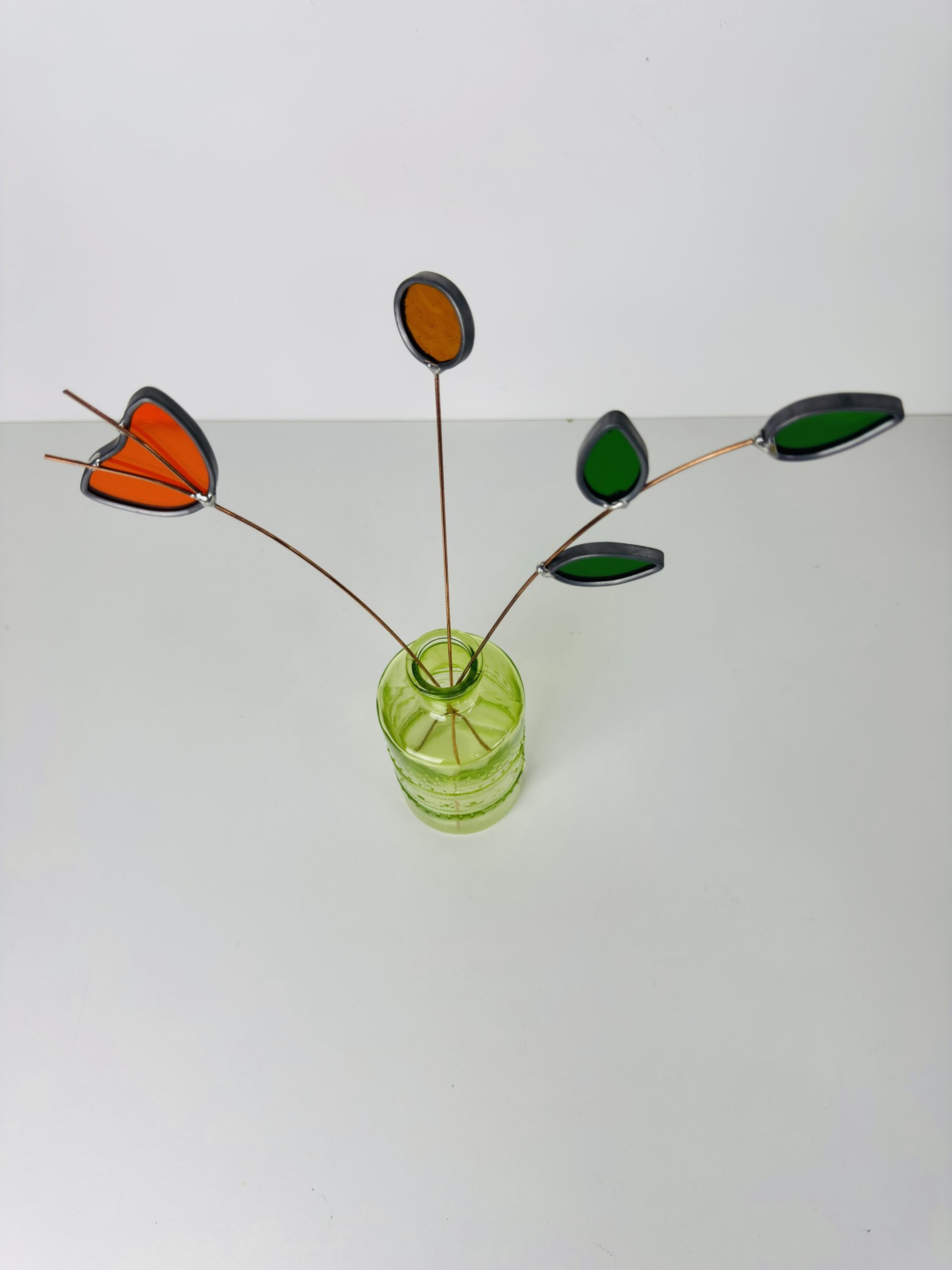 Glas In Lood Bloemen In Lichtgroene Vaas