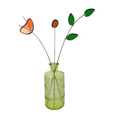 Glas In Lood Bloemen In Lichtgroene Vaas