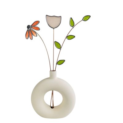 Glas In Lood Bloemen In Vaas