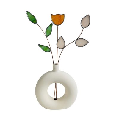 Glas In Lood Bloemen In Vaas