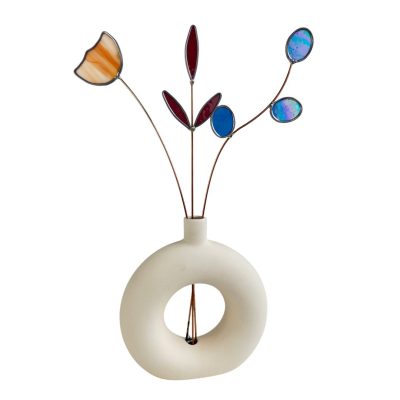 Glas In Lood Bloemen In Vaas