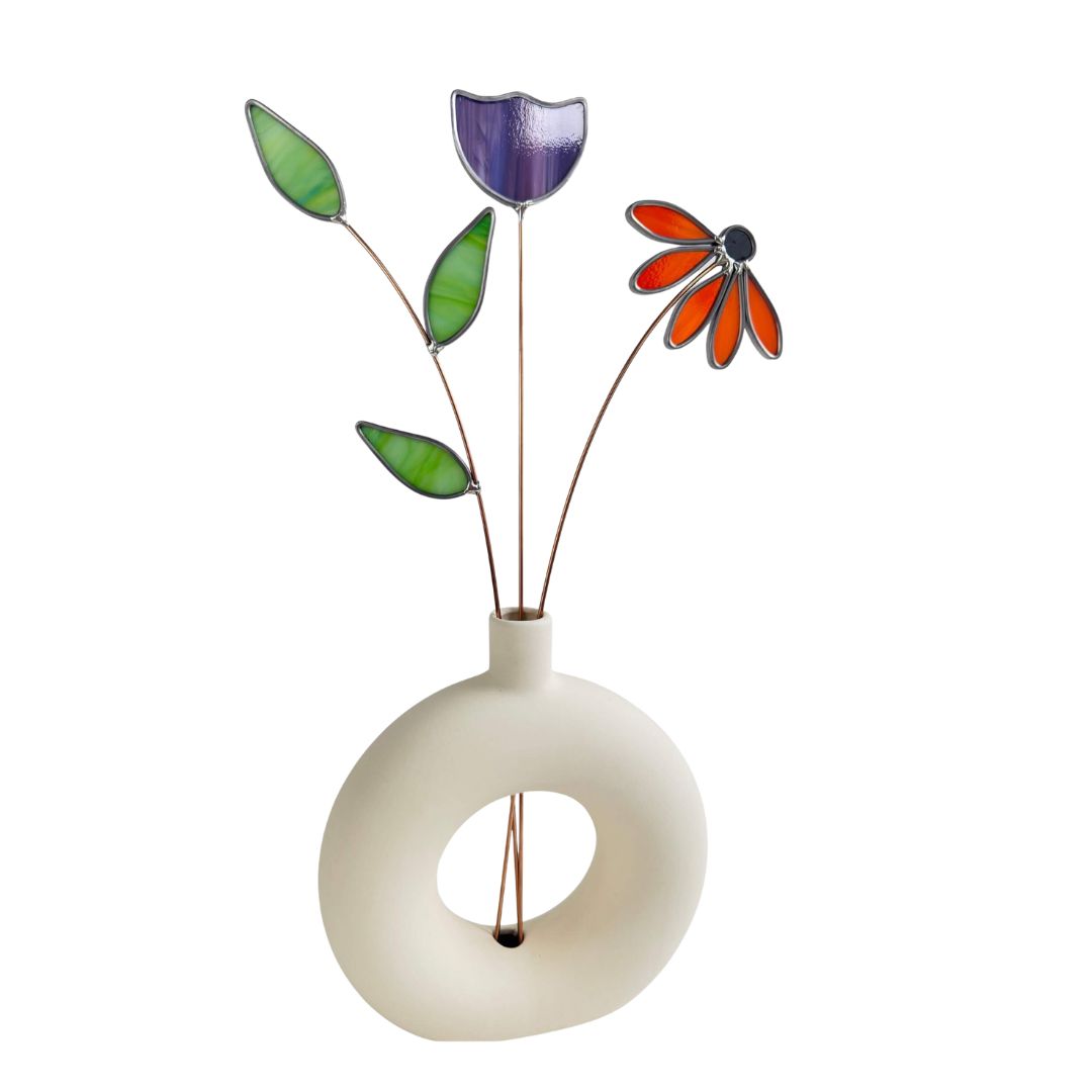 Glas In Lood Bloemen In Vaas